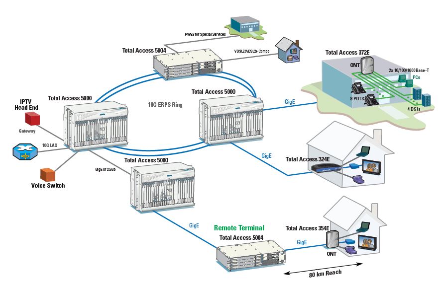 Total Access 372E - Active Ethernet SBU Optical Network Terminal (ONT) - 1287723G1 application