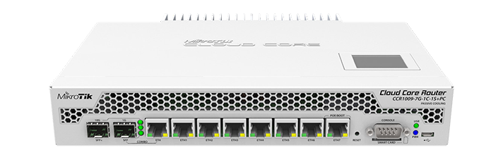 MikroTik - CCR1009-7G-1C-1S+PC - Powerful Desktop Rackmount Gigabit Router w/7 Ports