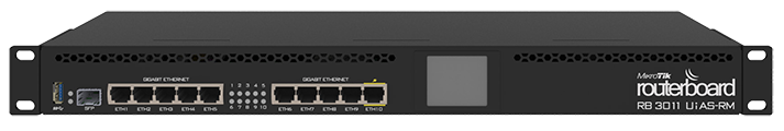 MikroTik - RB3011UiAS-RM - Rackmount Metal Case Gigabit Router with PoE, SFP an USB