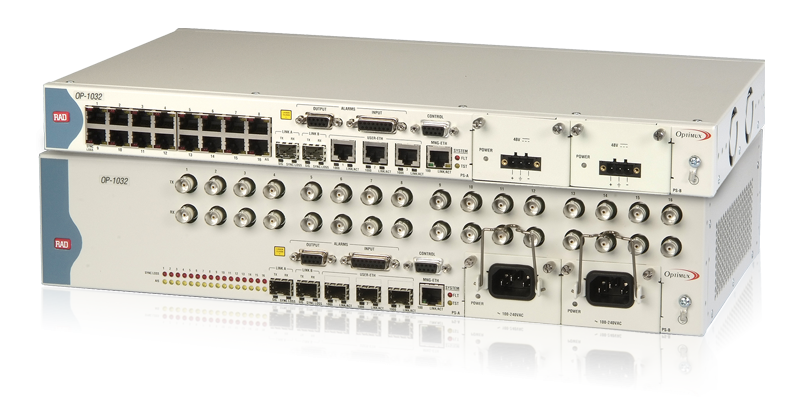 Optimux-1025, Optimux-1032 - Fiber Multiplexers for 16 E1/T1and Gigabit Ethernet