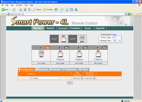 SP-4L smart power monitor web GUI