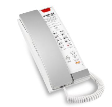Vtech - A2211-SPK - 80-H0DC-08-000 - 1-Line Contemporary Analog Corded Petite Phone with Speakerphone - Silver & Pearl