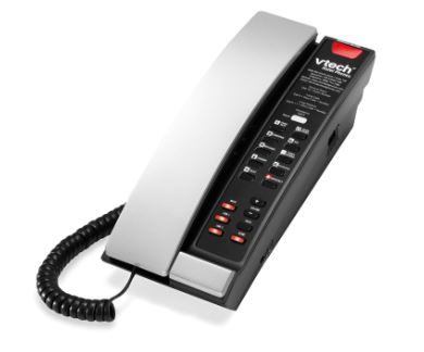 Vtech - A2221 - 80-H0BV-00-000 - 2-Line Contemporary Analog Petite Phone - Silver & Black