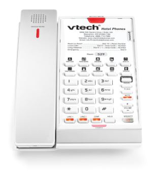 Vtech - CTM-A2421-BATT - 80-H0AZ-08-000 - 2-Line Contemporary Analog Cordless Phone with Battery Backup - Silver & Pearl